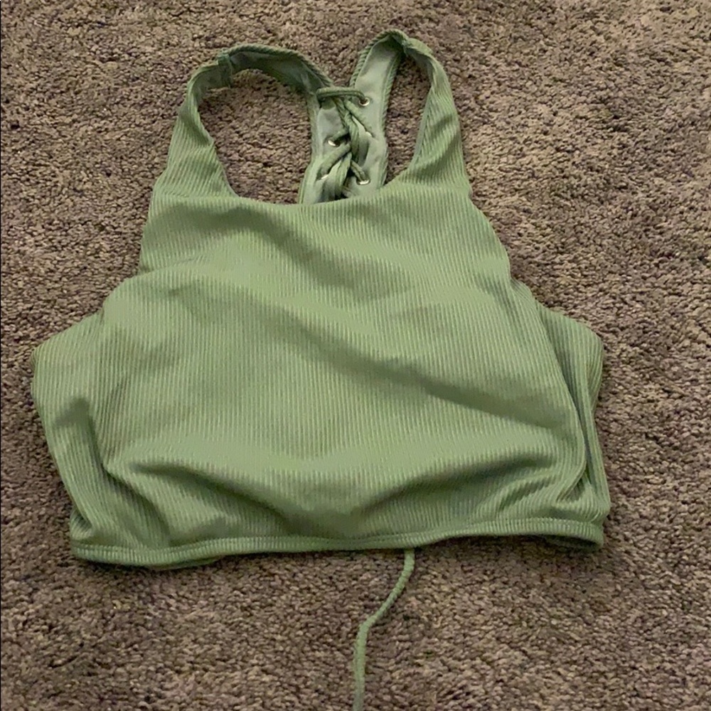 army green tie bikini top
